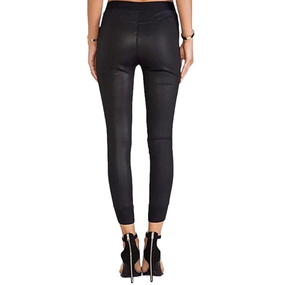 Rag & Bone The Danny Black Waxed Faux Leather Pull On Joggers Women’s 26 - Picture 3 of 11